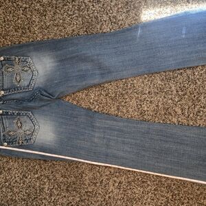 Women's Blue Jeans with Embellished Pockets